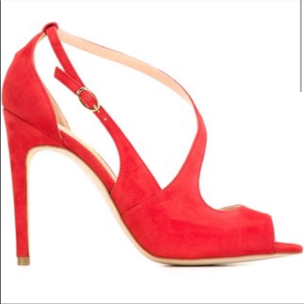 Rupert Sanderson Italian Made Red Suede Party Heel - Picture 3 of 4
